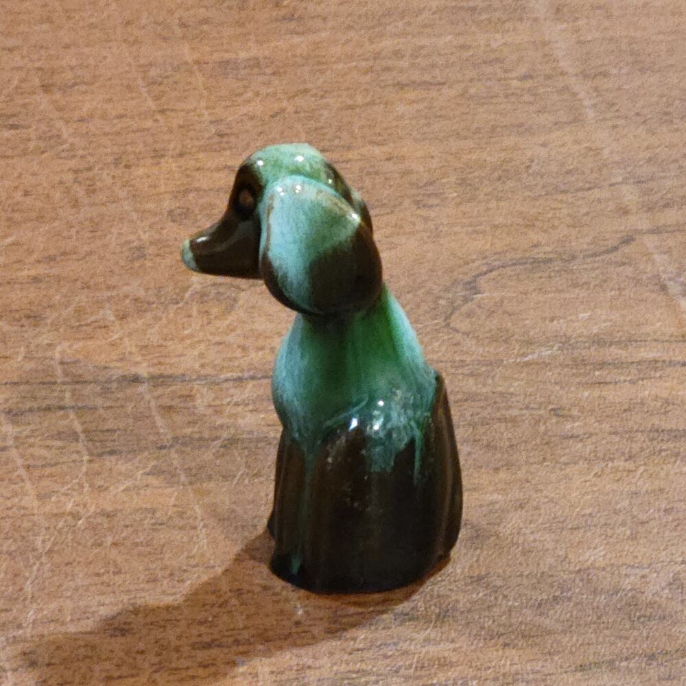 Vintage 70's Blue Mountain Pottery Small Dog Blue Ceramic 3.25 inch tall